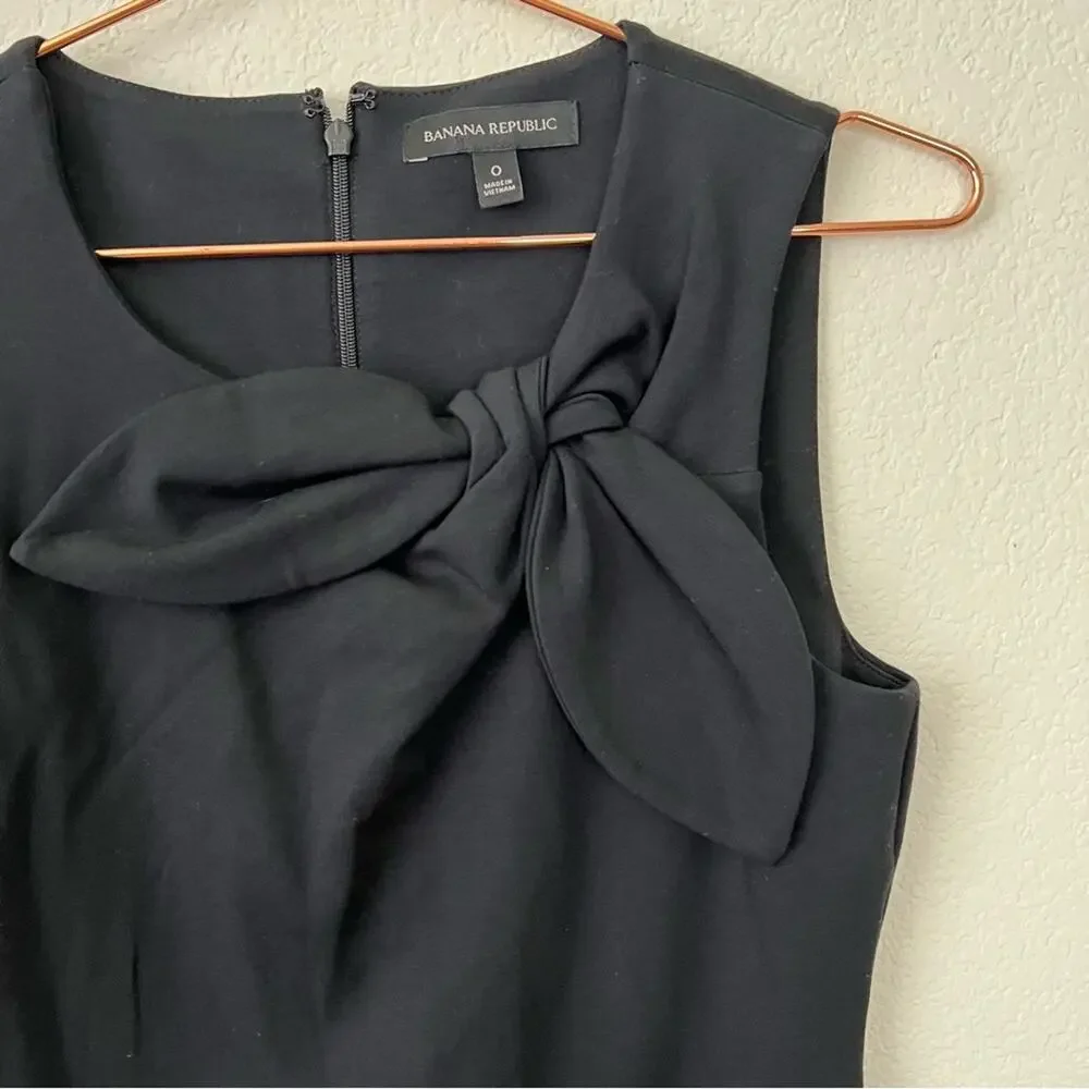 Banana Republic Neck Bow Ponte Sheath Dress Black